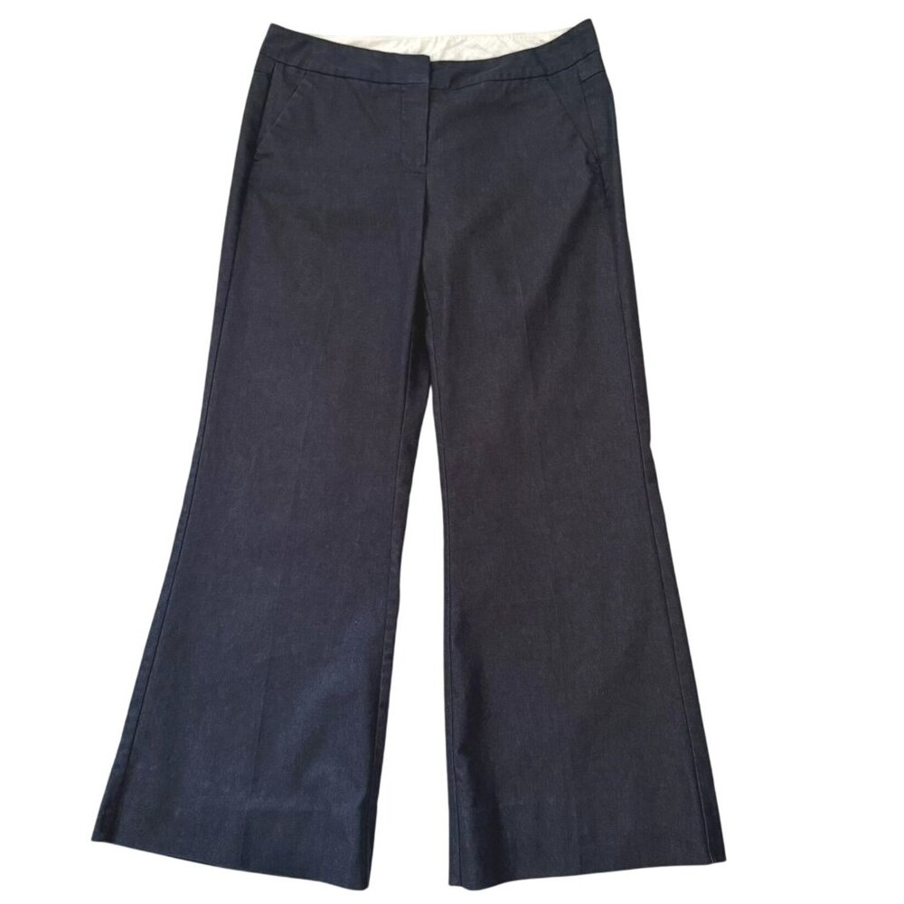 Worthington Womens Straight Fit Dress Pants Size 4 Flared Legs Dark Gray to Blue